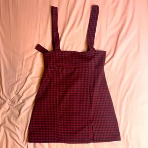 Overall dress plaid burgundy